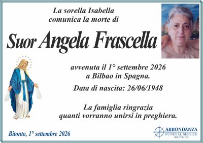 ANNUNCIO Suor Angela Frascella