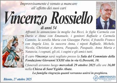 ANNUNCIO – VINCENZO ROSSIELLO ANNUNCIO - VINCENZO ROSSIELLO