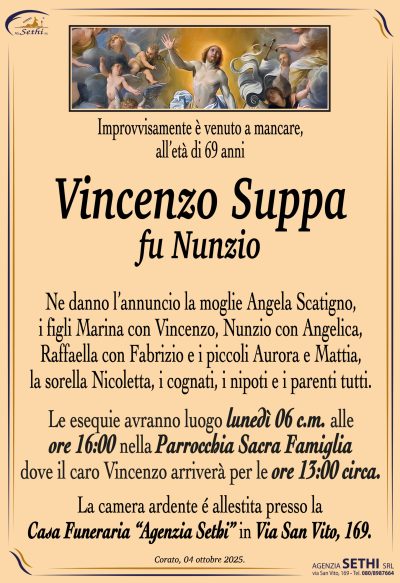 ANNUNCIO Vincenzo Suppa fu Nunzio senza foto