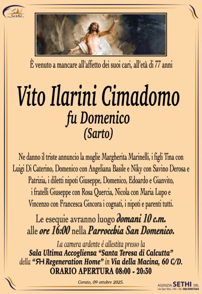 ANNUNCIO Vito Ilarini Cimadomo fu Domenico (SARTO) senza foto