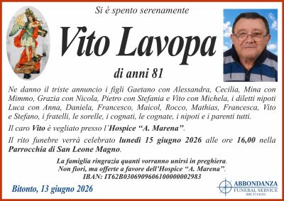 ANNUNCIO Vito Lavopa