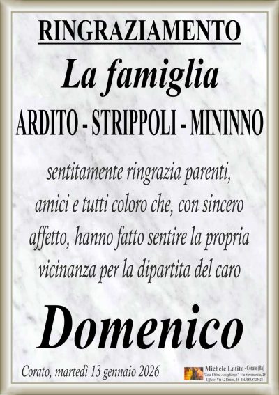 ARDITO Domenico RINGRAZIAMENTO ML MARMO