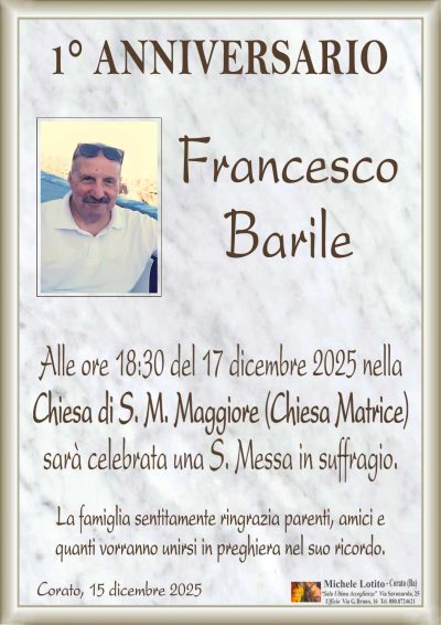 BARILE Francesco 1° anniversario ML MARMO