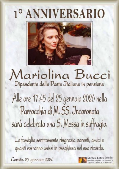BUCCI Mariolina 1° anniversario ML MARMO