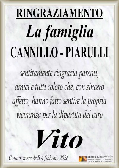 CANNILLO Vito RINGRAZIAMENTO ML MARMO