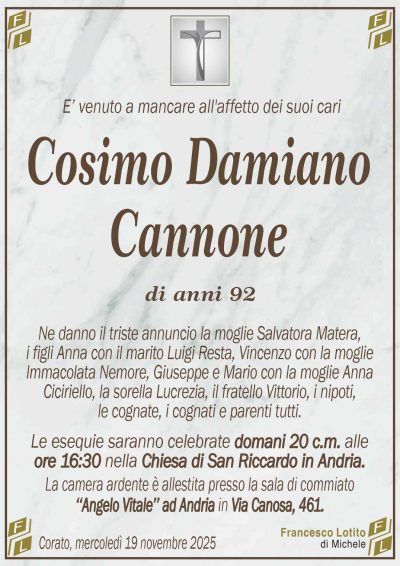 CANNONE Cosimo Damiano ANNUNCIO FL MARMO CL