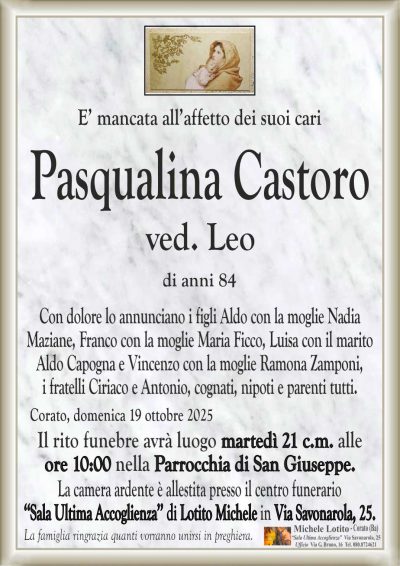 CASTORO Pasqualina ANNUNCIO ML MARMO CL