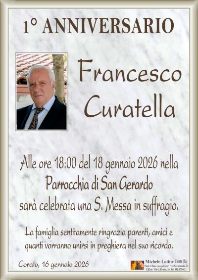 CURATELLA Francesco 1° anniversario ML MARMO