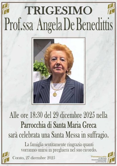 DE BENEDITTIS Angela trigesimo FL NUOVO LOGO FL OK