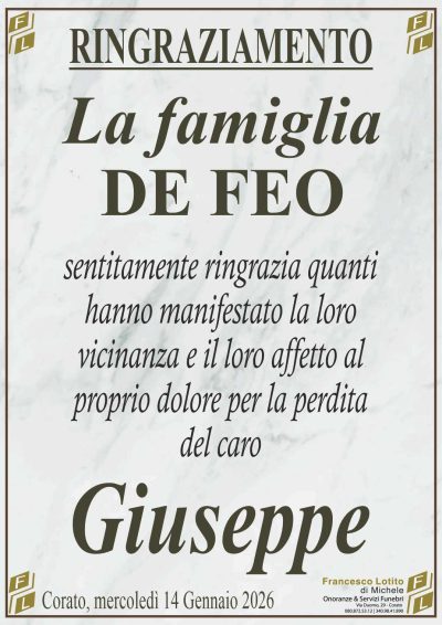 DE FEO Giuseppe ringraziamento FL MARMO LOGO OK