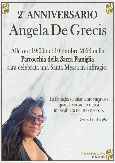 DE GRECIS Angela 2° anniversario FL NUOVO