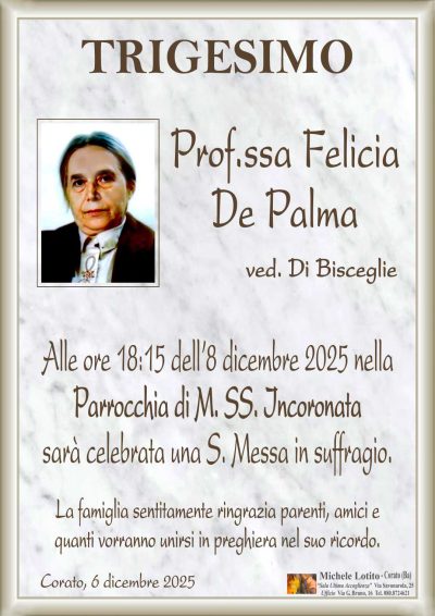 DE PALMA Felicia trigesimo ML NUOVO rifatto