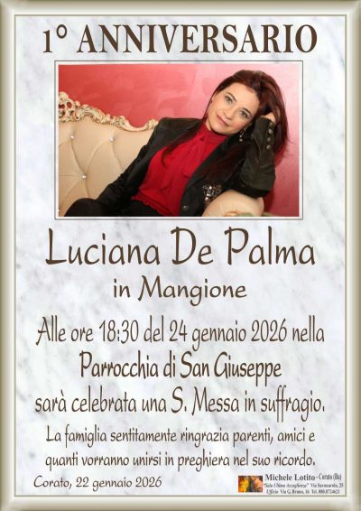 DE PALMA Luciana 1° anniversario ML MARMO