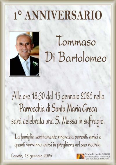 DI BARTOLOMEO Tommaso 1° anniversario ML MARMO