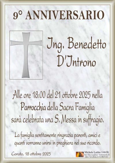 D'INTRONO Benedetto 9° anniversario ML