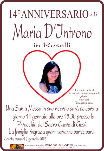 D'INTRONO Maria 14° Anniversario ML