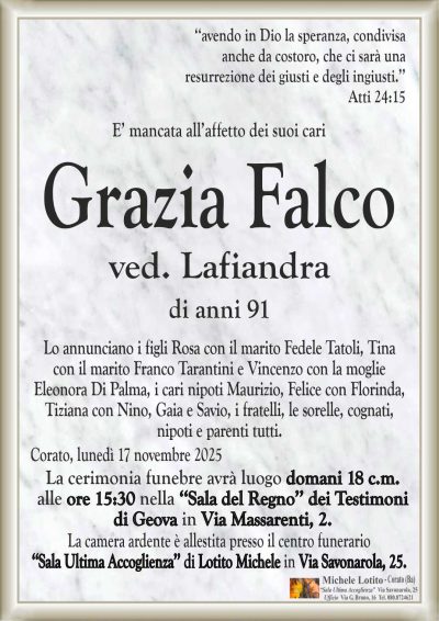 FALCO Grazia ANNUNCIO ML MARMO CL