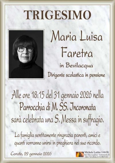 FARETRA Maria Luisa trigesimo ML MARMO