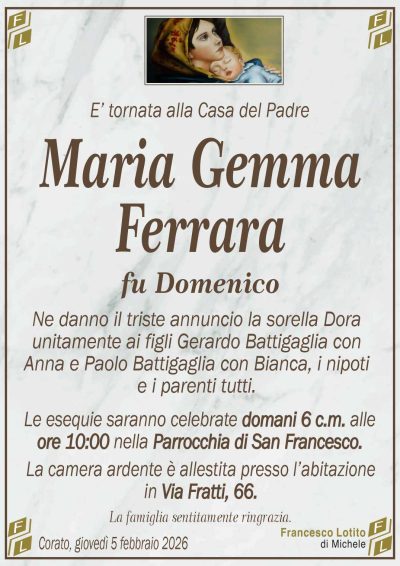 FERRARA Maria ANNUNCIO FL MARMO cl