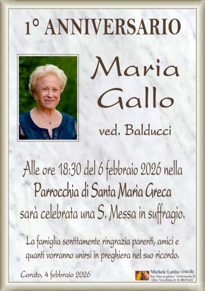 GALLO Maria 1° anniversario ML MARMO