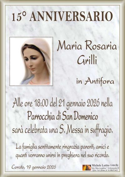 GRILLI Maria Rosaria 15° anniversario ML MARMO