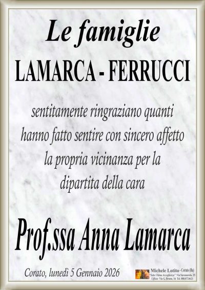 LAMARCA Anna RINGRAZIAMENTO ML MARMO OK CORNICI