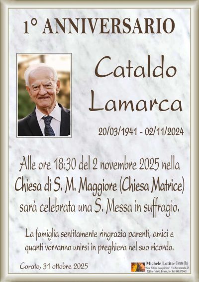 LAMARCA Cataldo 1° anniversario ML MARMO