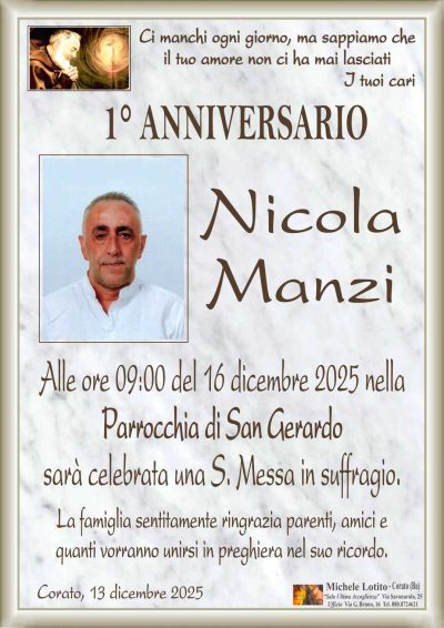 MANZI Nicola 1°ANNIVERSARIO UOMO ML MARMO
