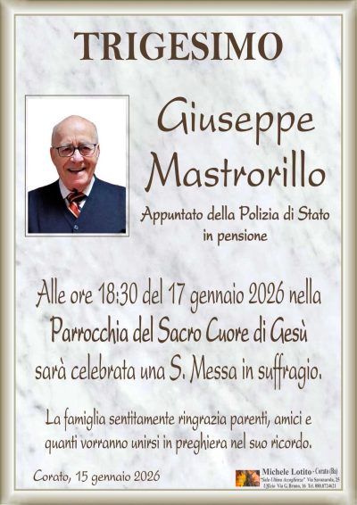 MASTRORILLO Giuseppe trigesimo ML MARMO