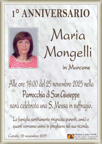MONGELLI Mria 1° anniversario ML MARMO