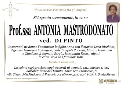 Mastrodonato Antonia - Spostamento dall'abitazione - Croce pesci