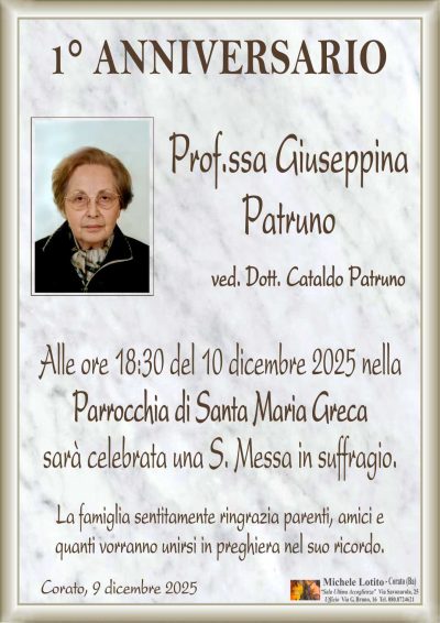 PATRUNO Giuseppina 1° anniversario ML MARMO