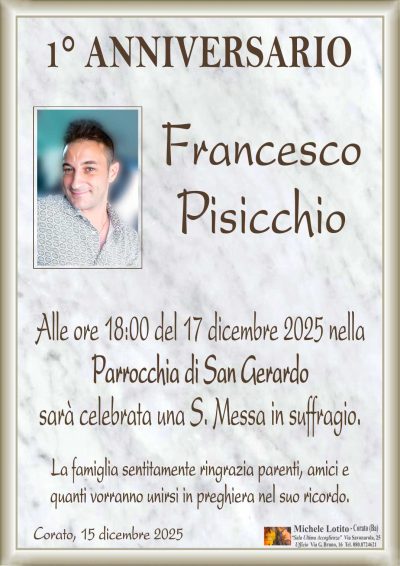 PISICCHIO Francesco 1° anniversario ML MARMO