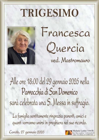 QUERCIA Francesca trigesimo ML MARMO
