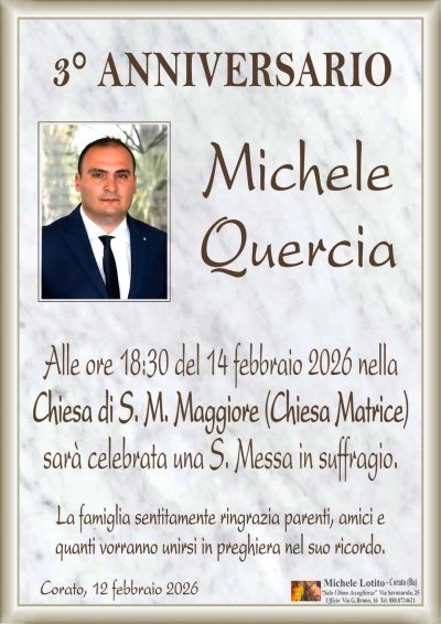QUERCIA Michele 3° anniversario ML MARMO