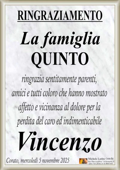 QUINTO Vincenzo RINGRAZIAMENTO ML MARMO