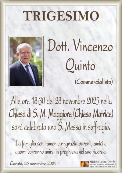 QUINTO Vincenzo trigesimo ML NUOVO rifatto