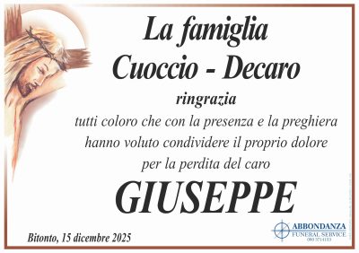 RIGRAZIAMENTO - FAMIGLIA CUOCCIO - DECARO