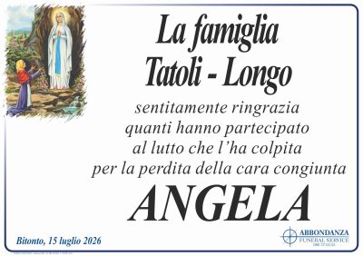 RINGRAZIAMENTO - ANGELA LONGO