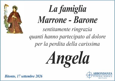 RINGRAZIAMENTO Angela Barone