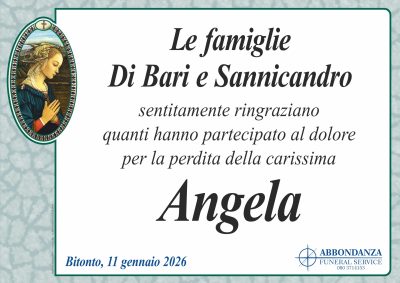 RINGRAZIAMENTO Angela Di Bari
