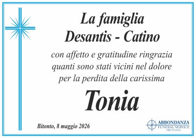 RINGRAZIAMENTO Antonia Catino