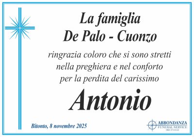 RINGRAZIAMENTO Antonio De Palo