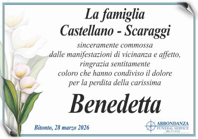 RINGRAZIAMENTO - Benedetta Scaraggi