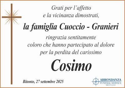 RINGRAZIAMENTO - Cosimo Cuoccio
