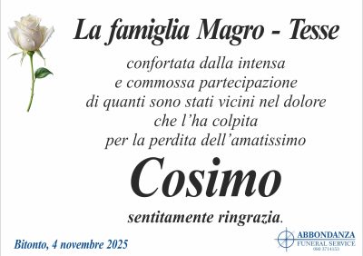 RINGRAZIAMENTO Cosimo Magro