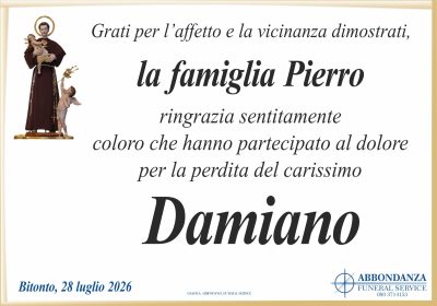 RINGRAZIAMENTO Damiano Pierro