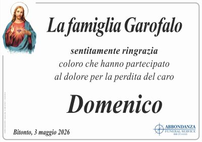 RINGRAZIAMENTO - Domenico Garofalo