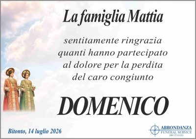 RINGRAZIAMENTO - Domenico Mattia