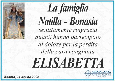 RINGRAZIAMENTO - FAMIGLIA BONASIA